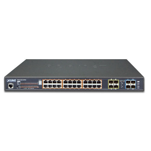Planet - SGS-5220-24P2X - L2+ 24-Port 10/100/1000T 802.3at PoE + 2-Port 10G SFP+ Managed Stackable Switch / 440W