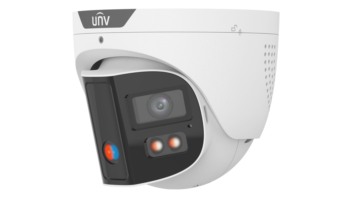 UNV - IPC3K28SE-ADF28KMC-DL-I0 - UNV 8MP Pano White Light Turret 180, Red & Blue Strobe Light
