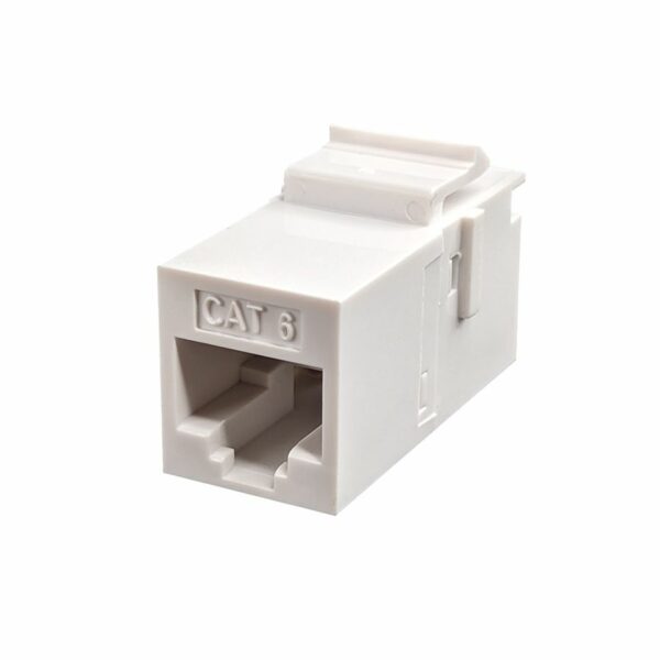 Simply 45 - S45-3260W-25 - Cat6 UTP White Keystone Feed-Thru Coupler - w/6-Color Snap-On ID Bars Included. 1ea/Bag, 25/Pack