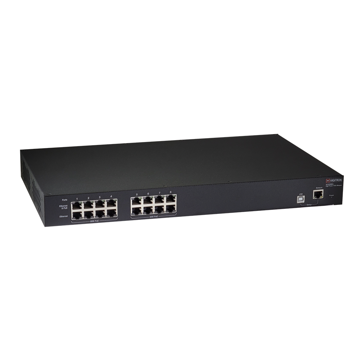 Vigitron - Vi2208A - 8-Port MaxiiPower™ af/at 36/72W Managed PoE Midspan (300W PS)