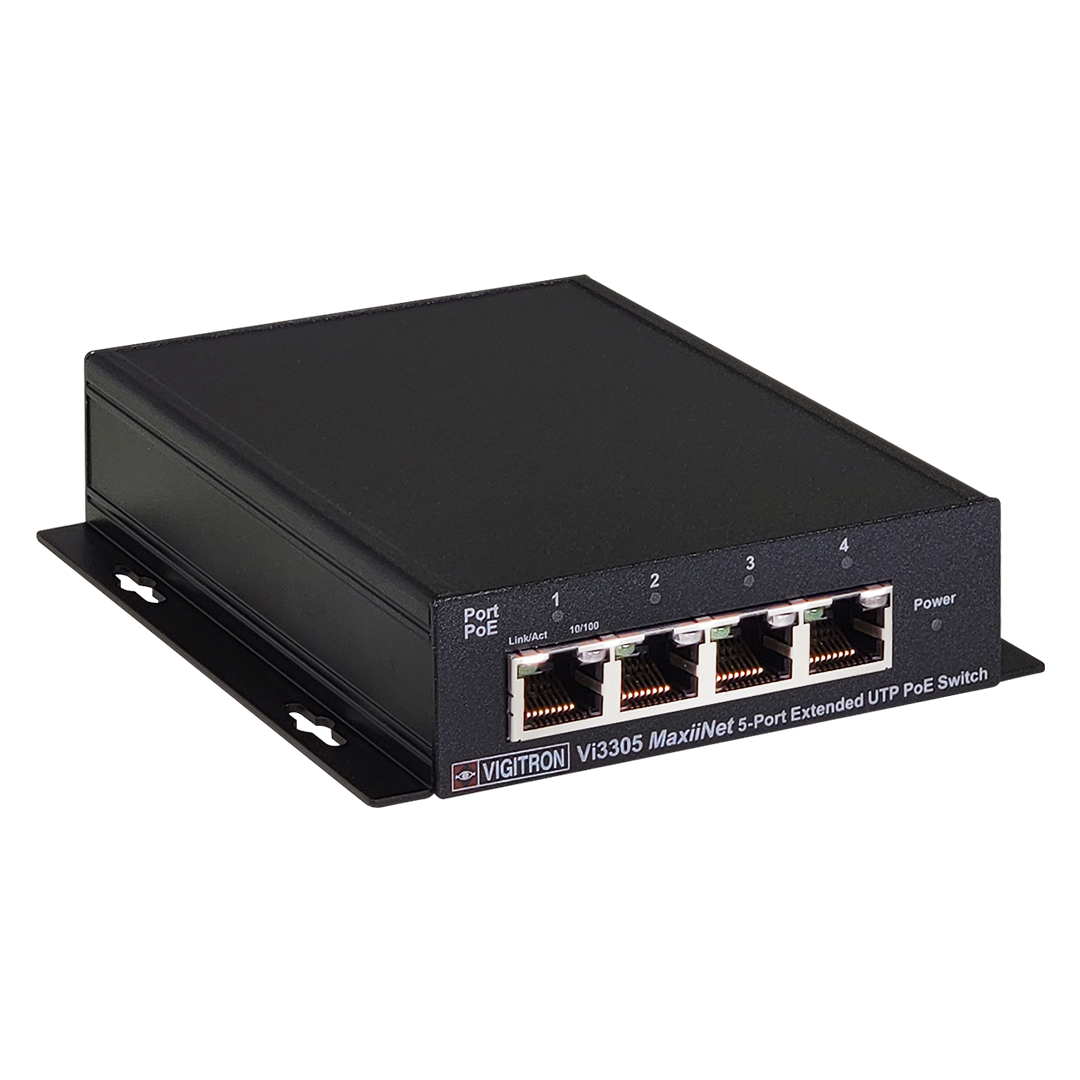 Vigitron - Vi3305 - 5-Port MaxiiNet™ Extended UTP PoE Switch, Standard Uplink