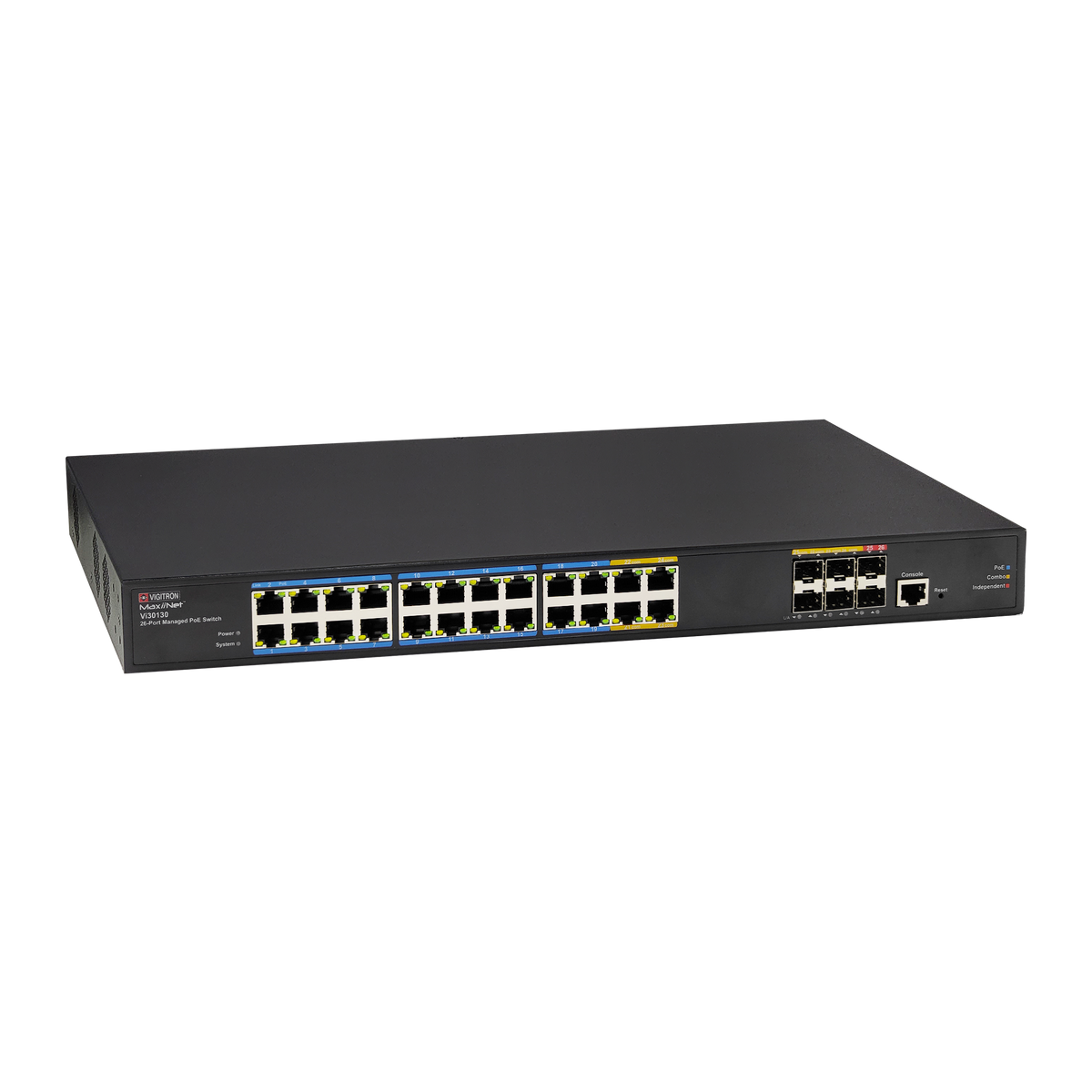 Vigitron - Vi30130 - 30-Port 1G, L2+/L3 Managed 90W IEEE 802.3bt PoE Switch