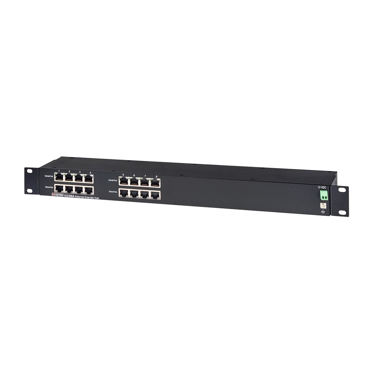 Vigitron - Vi2308A - 8-Port MaxiiCopper™ Ethernet Extender over UTP, af/at/bt 72W PoE, Requires 12VDC @ 3A PS, suggested Vi0014
