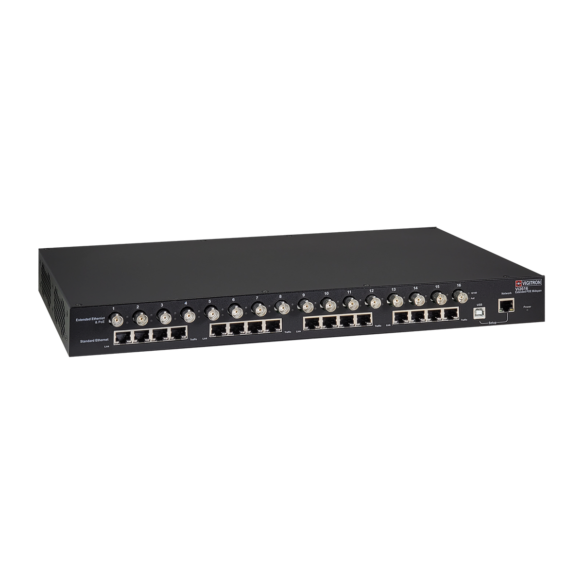 Vigitron - Vi2616 - 16-Port MaxiiPower™ Managed af/at 37W Midspan w/ Coax Extender (600W PS)
