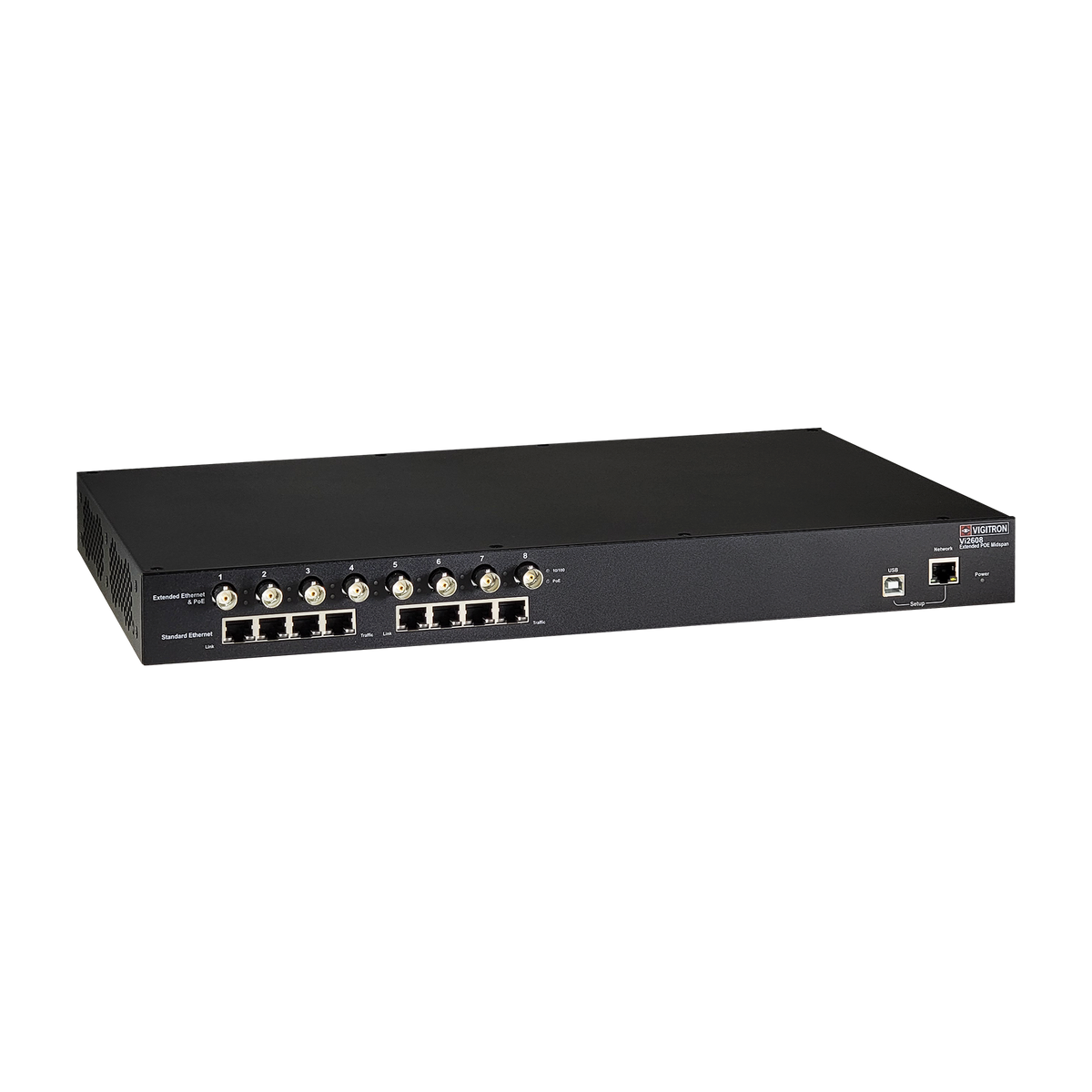Vigitron - Vi2608 - 8-Port MaxiiPower™ Managed af/at 37W Midspan w/ Coax Extender (300W PS)