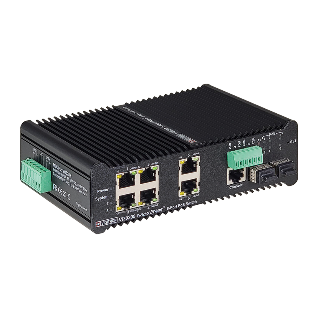 Vigitron - Vi30208 - 4-Port Ethernet & PoE Receiverer over Single-Pair wires