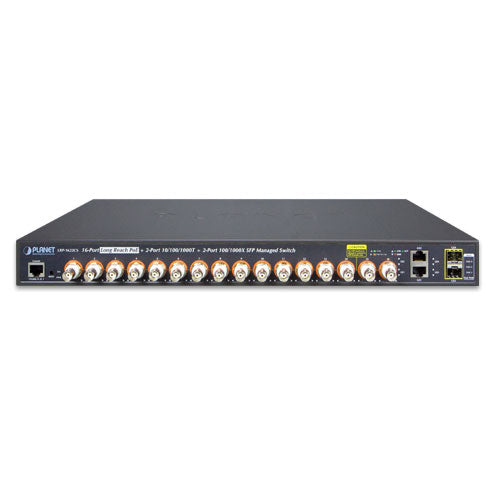 Planet - LRP-1622CS - 16-port Coax + 2-port 10/100/1000T + 2-port 100/1000X SFP Long Reach PoE over Coaxial Managed Switch