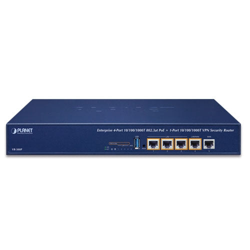 Planet -  VR-300P - 4-Port 10/100/1000T 802.3at PoE + 1-Port 10/100/1000T VPN Security Router