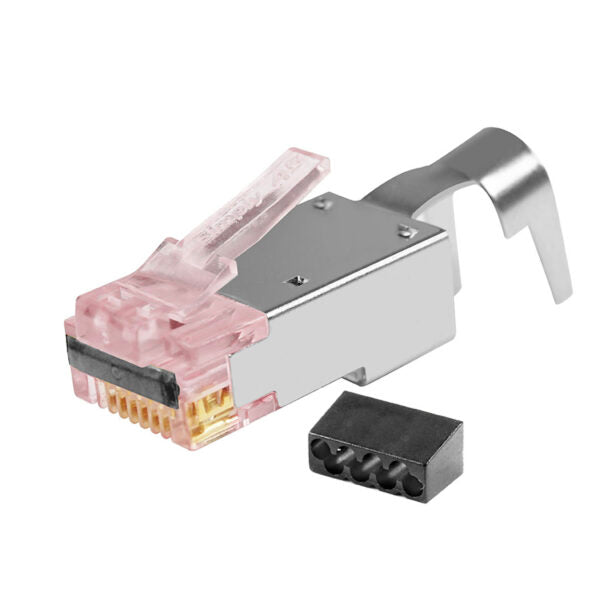 Simply 45 - S45-1750P - PROSeries Pass Through Shielded Red Tint, Hi/Lo Stagger - Cat6/6a STP with Cap45 & Bar45 - 50pc Jar