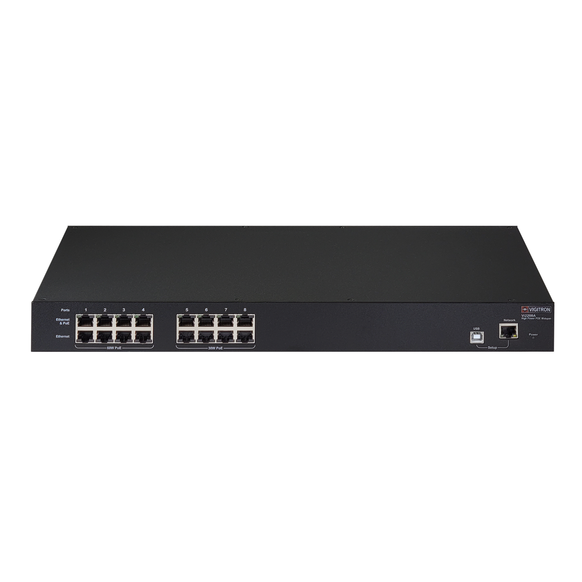 Vigitron - Vi2208A - 8-Port MaxiiPower™ af/at 36/72W Managed PoE Midspan (300W PS)