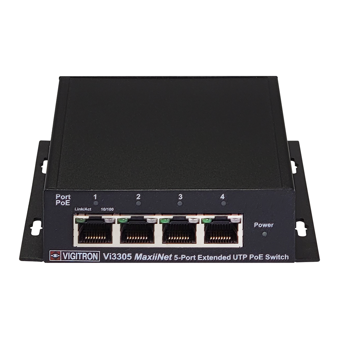 Vigitron - Vi3305 - 5-Port MaxiiNet™ Extended UTP PoE Switch, Standard Uplink