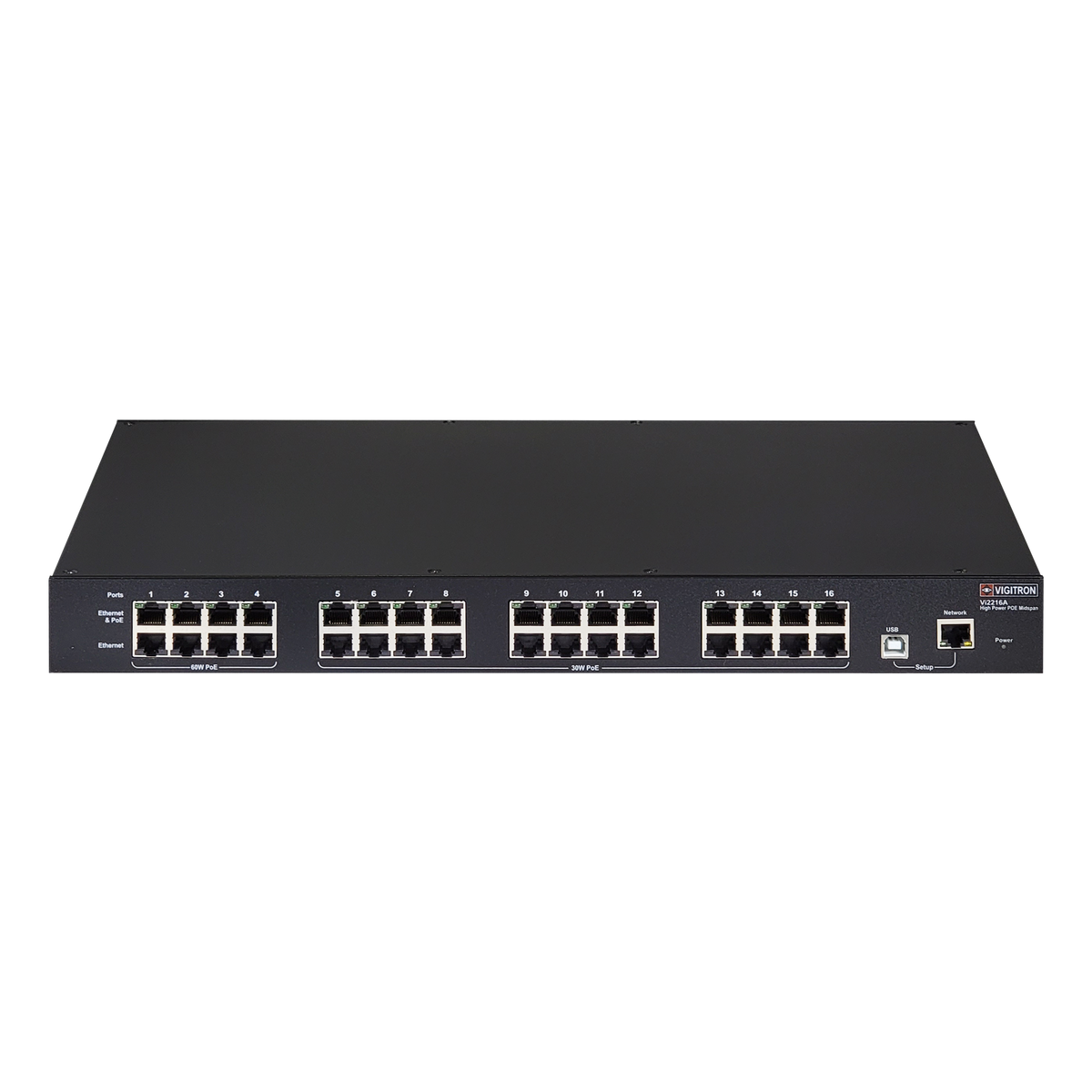 Vigitron - Vi2216A - 16-Port MaxiiPower™ af/at 36/72 Managed PoE Midspan (550W PS)
