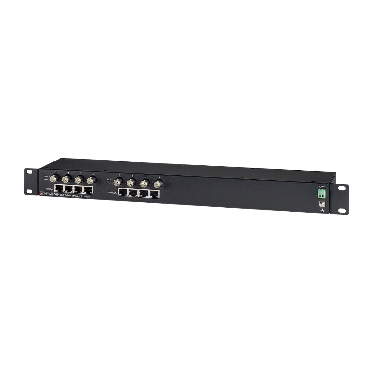 Vigitron - Vi2408A - 8-Port MaxiiCopper™ Ethernet Extender over Coax, af/at 37W PoE, Requires 12VDC @ 3A PS, suggested Vi0014
