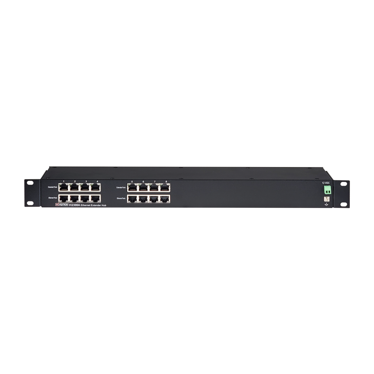 Vigitron - Vi2308A - 8-Port MaxiiCopper™ Ethernet Extender over UTP, af/at/bt 72W PoE, Requires 12VDC @ 3A PS, suggested Vi0014