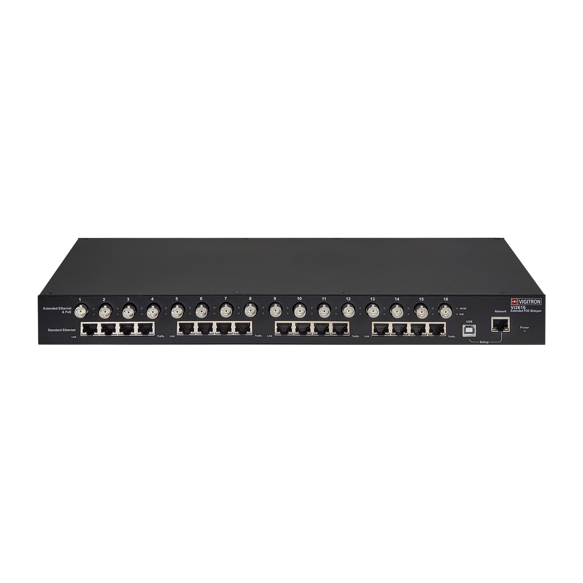 Vigitron - Vi2616 - 16-Port MaxiiPower™ Managed af/at 37W Midspan w/ Coax Extender (600W PS)