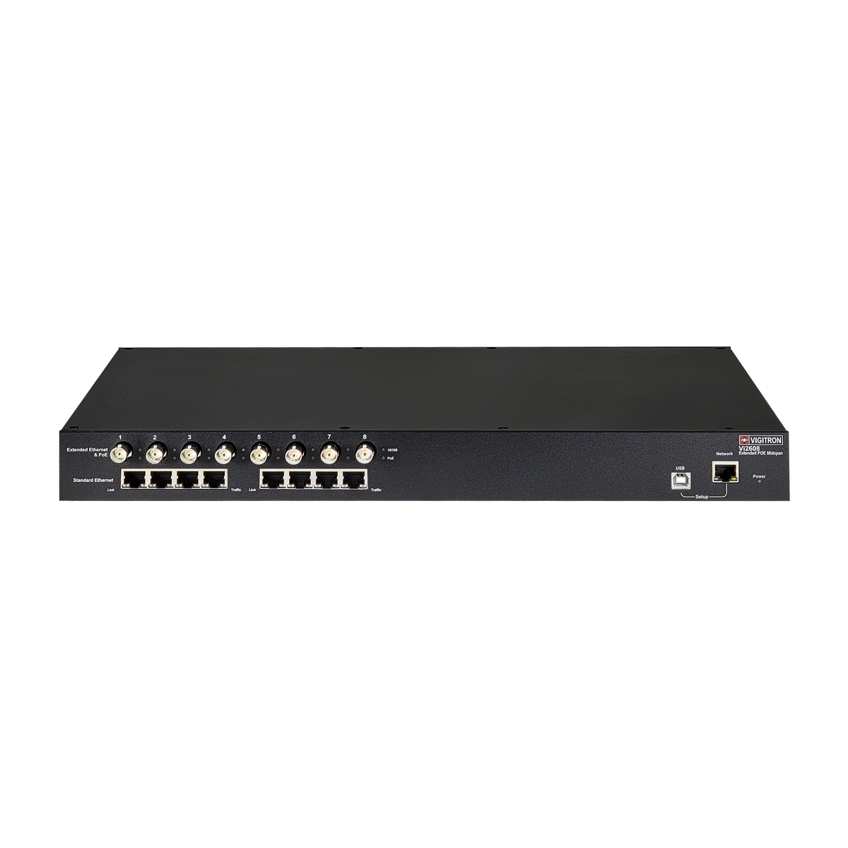 Vigitron - Vi2608 - 8-Port MaxiiPower™ Managed af/at 37W Midspan w/ Coax Extender (300W PS)