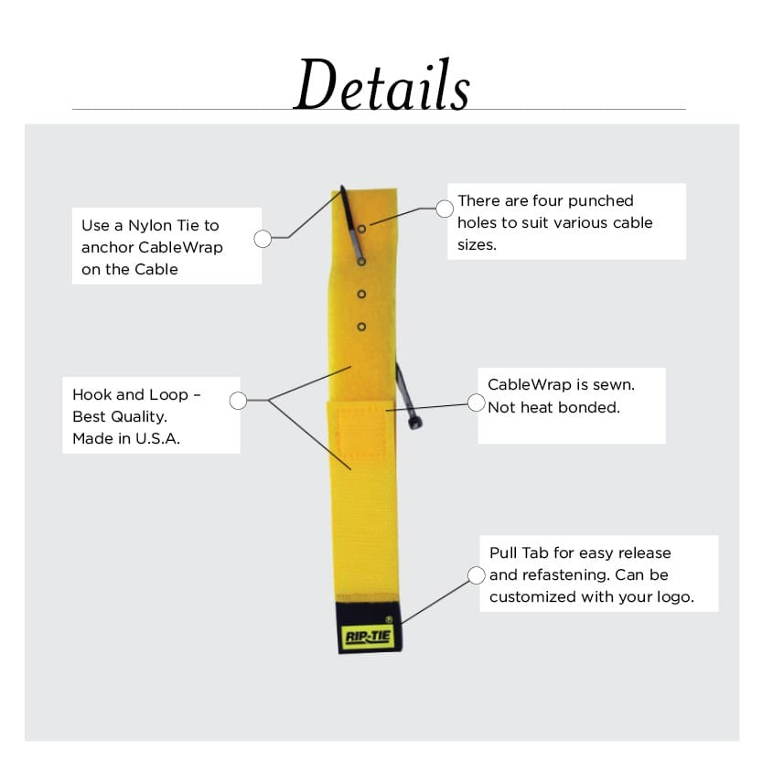 Rip-Tie - H-14-WO - One Inch Wide Original CableWrap with Write-On Pull Tab 1″ x 14