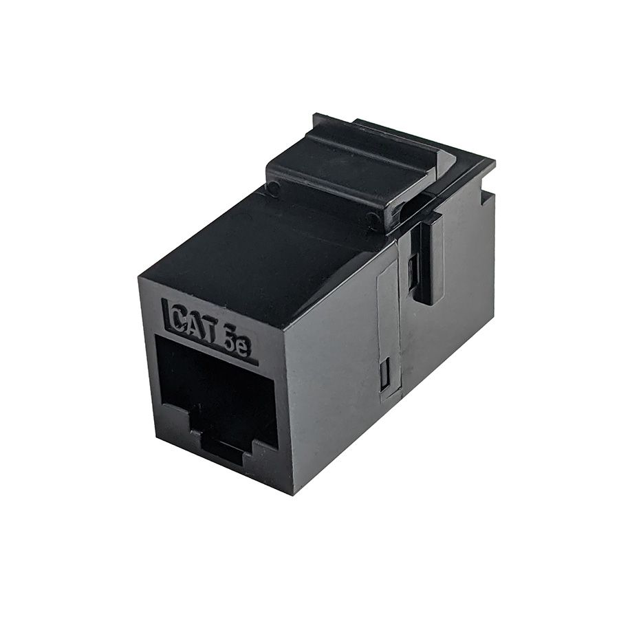 Simply 45 - S45-3250B-25 - Cat5E UTP Black Keystone Feed-Thru Coupler - w/6-Color Snap-On ID Bars Included. 1ea/Bag, 25/Pack