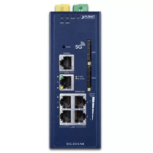 Planet - ICG-2515-NR - Industrial 5G NR Cellular Gateway with 5-Port 10/100/1000T