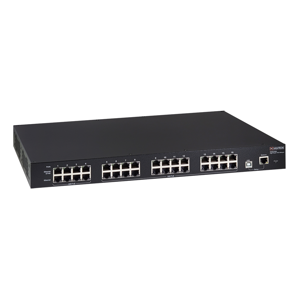 Vigitron - Vi2216A - 16-Port MaxiiPower™ af/at 36/72 Managed PoE Midspan (550W PS)