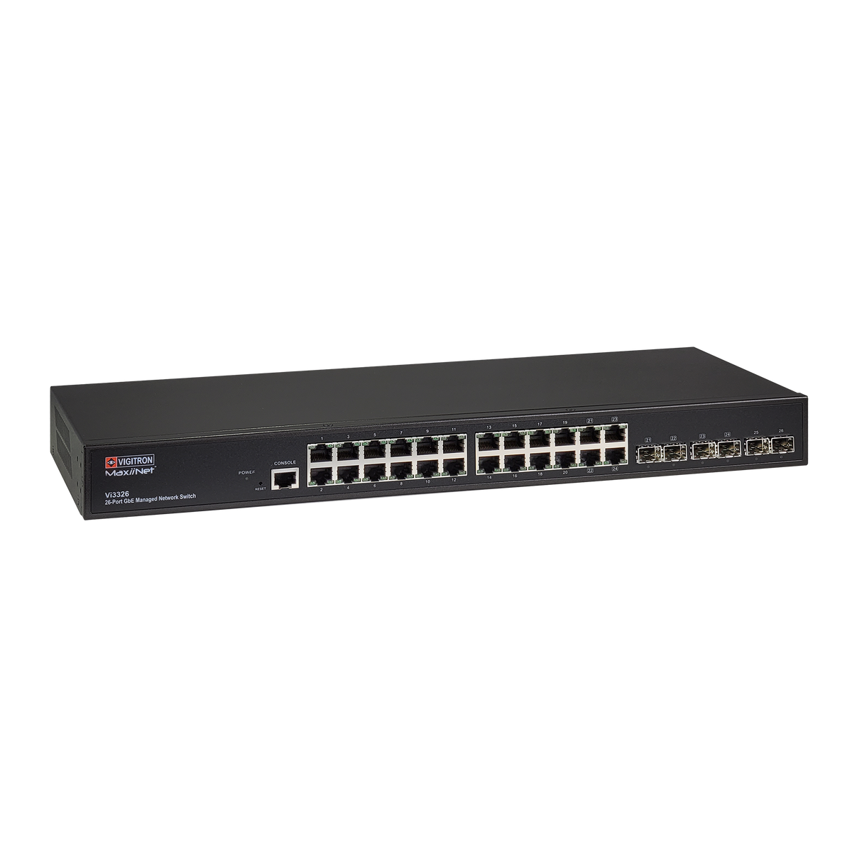 Vigitron - Vi3326 - 26-Port MaxiiNet™ L2+ Network Core Switch, 20 Copper ports, 4 combo ports, 2 Independent Fiber ports 1G