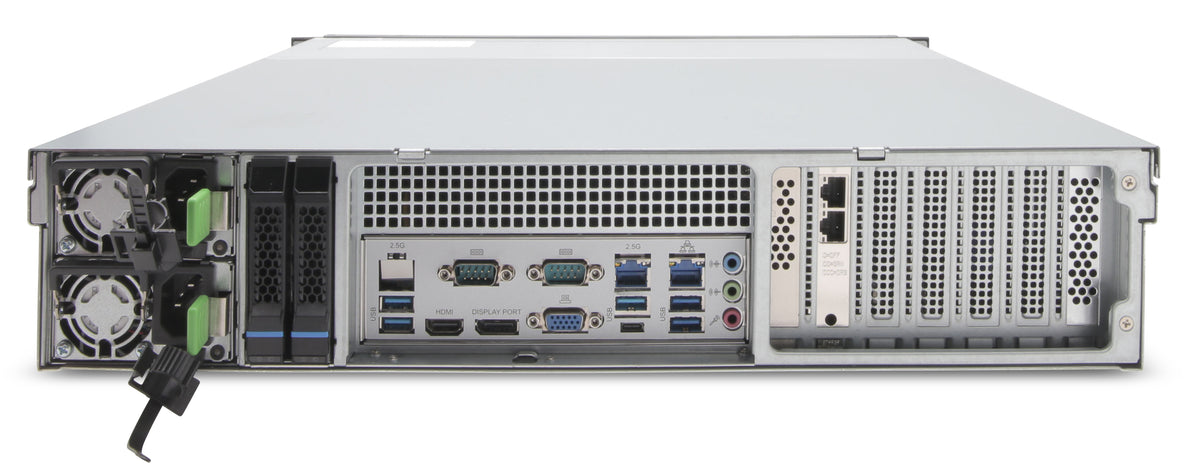 EXACQ - IP08-128T-FARL - IP 2U Rackmount Redundant Frontload A-Series exacqVision NVR with 8 IP Professional licenses (150 max), 128TB RAID6 configured storage (96TB usable). Linux Ubuntu 22.04 LTS OS on Dual SSD RAID1, redundant power supplies, 16GB