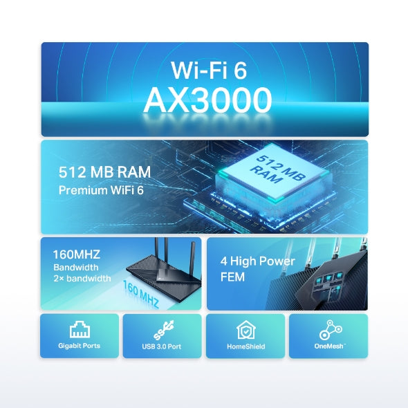 TP-Link - ARCHER AX55 - AX3000 GIGABIT WI-FI 6 ROUTER WRLS