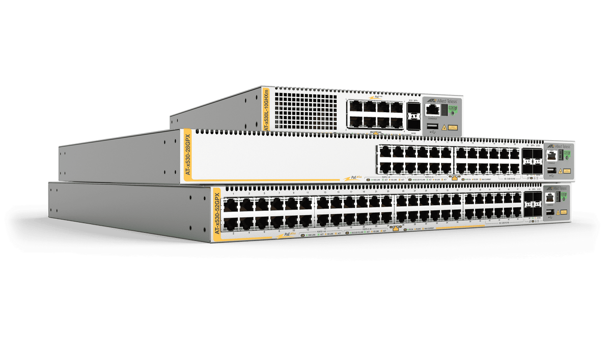 Hanwha - AT-x530L-10GHXm-90 - AT 8 x 1/2.5/5 Gigabit Ethernet PoE++ switch with advanced management features, 2x 10GB (SFP+)uplink, 500W total PoE budget (NDAA and TAA compliant)