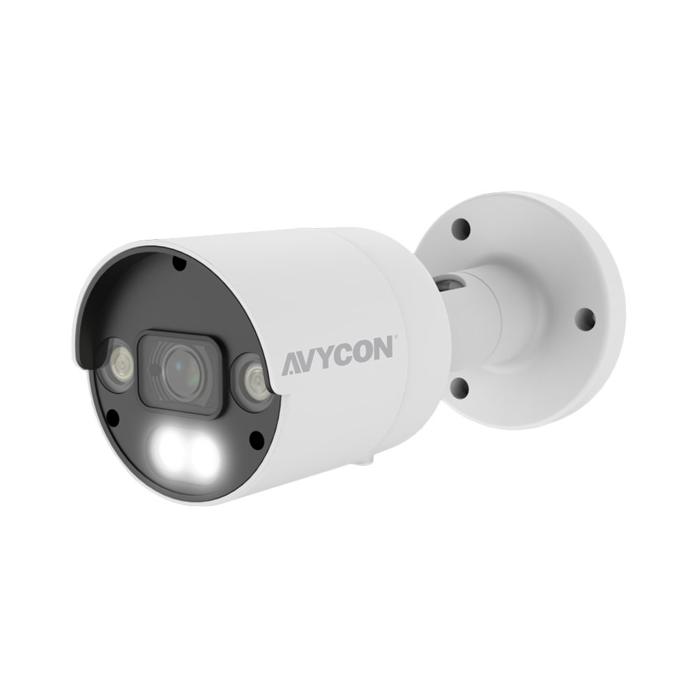 AVYCON - AVC-NCB51F28 - 5MP (2592x1944), H.265+ Bullet IP Full Color Camera, True WDR, AI, InfiniteColor™, 5MP@30FPS, Triple Stream, 2.8mm Lens, MicroSD, Onvif, DC12V / PoE, IP67, White