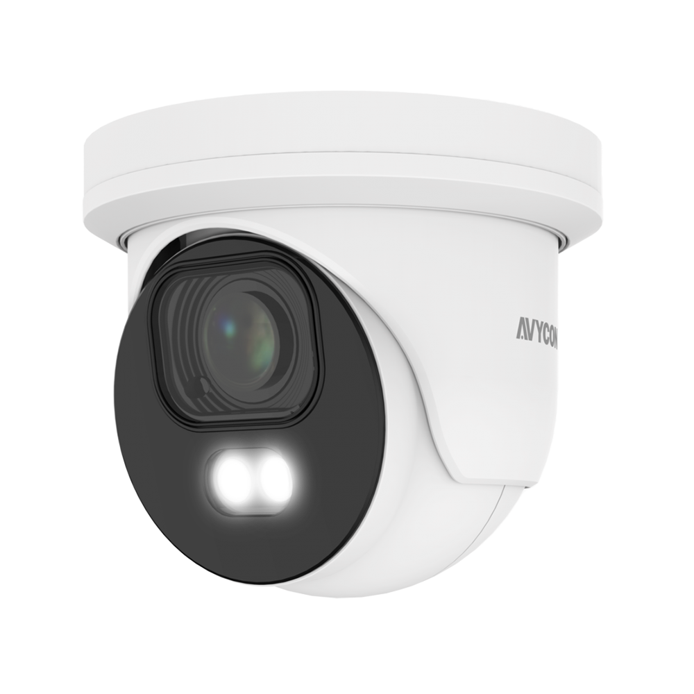 AVYCON - AVC-NCE51M - 5MP (2592x1944), H.265+ Turret IP Full Color Camera, True WDR, AI, InfiniteColor™, 5MP@30FPS, Triple Stream, 2.7-13.5mm Motorized A/F Lens, MicroSD, Onvif, DC12V / PoE, IP67, White
