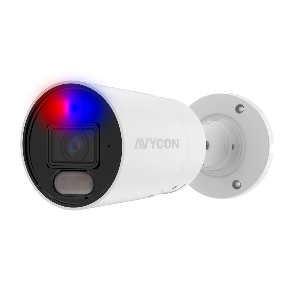 AVYCON - AVC-NUB41F28 - 4MP H.265+ InfiniteColor, Bullet AI Diversity Active Deterrence IP Camera, F1.0, True WDR, Ultra Low Light, 4MP@30FPS, Full Color (white light), Built-in Mic, Speaker (2-way), Siren, 2.8mm Fixed Lens, MicroSD, Onvif, DC12V / P