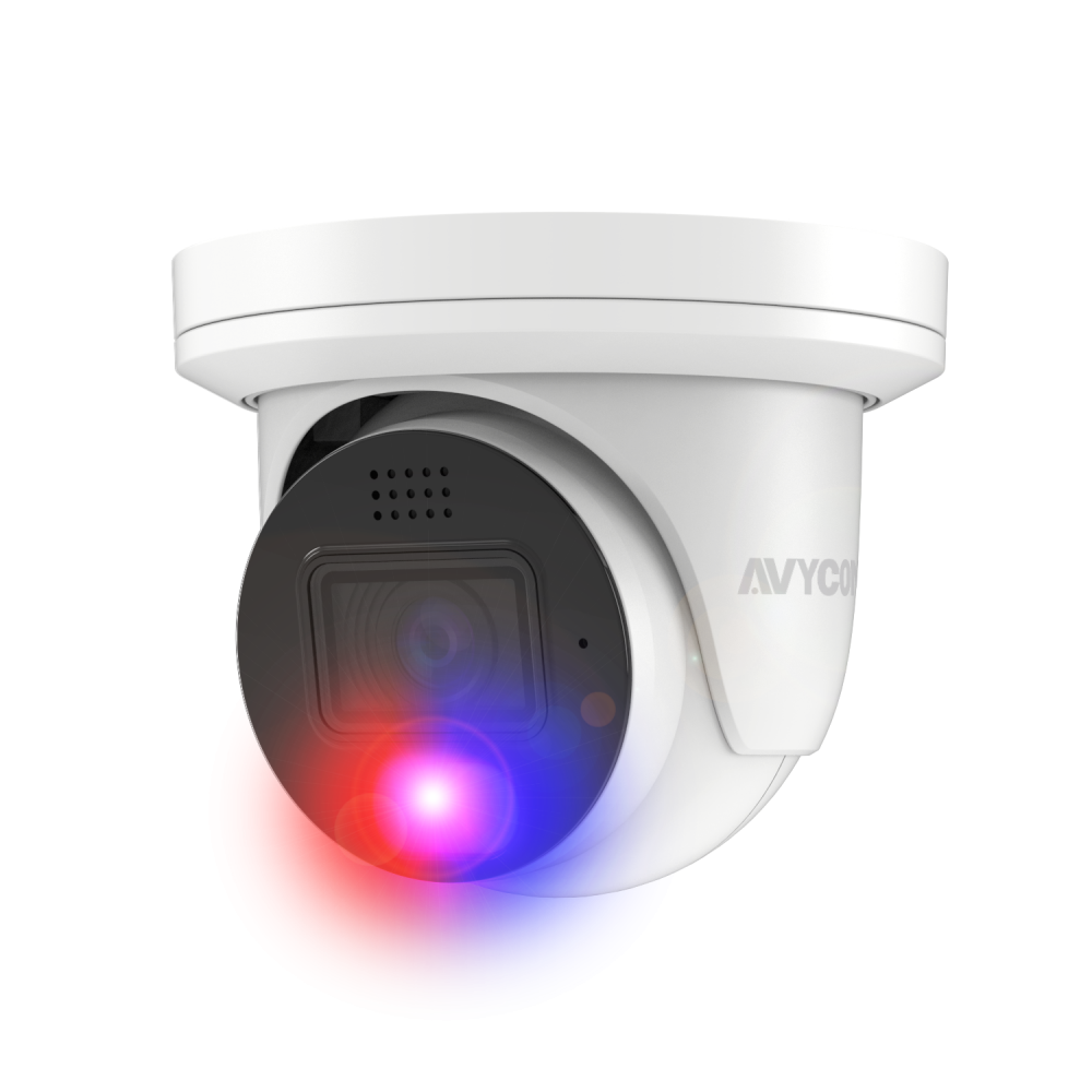 AVYCON - AVC-NUE41F28 - 4MP H.265+ InfiniteColor, Turret AI Diversity Active Deterrence IP Camera, F1.0, True WDR, Ultra Low Light, 4MP@30FPS, Full Color (white light), Built-in Mic, Speaker (2-way), Siren, 2.8mm Fixed Lens, MicroSD, Onvif, DC12V / P