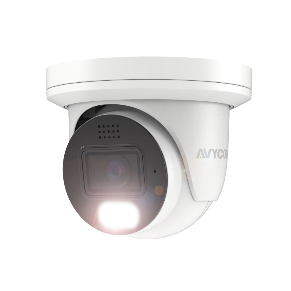 AVYCON - AVC-NUE41F28 - 4MP H.265+ InfiniteColor, Turret AI Diversity Active Deterrence IP Camera, F1.0, True WDR, Ultra Low Light, 4MP@30FPS, Full Color (white light), Built-in Mic, Speaker (2-way), Siren, 2.8mm Fixed Lens, MicroSD, Onvif, DC12V / P
