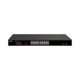 AVYCON - AVN-S16-2P16W270G - 16 Port Network Unmanaged Switch with 16 PoE/PoE+ Gigabit Ports with 2 SFP Ports, Total PoE Budget of 243W, Rack mountable (included)