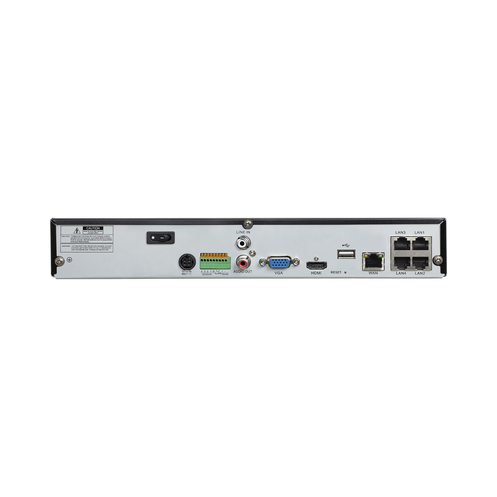 AVYCON - AVR-NSV04P4-14T - (NDAA) H.265+, 4CH 4K NVR with 4CH Built-in PoE, Plug&Play with NS/NP/NL Series IPCs, Full AI with NS/NP, 30FPS@4K per ch, 64Mbps, ONVIF, 4K HDMI, Smart AI, 14TB HDD Installed
