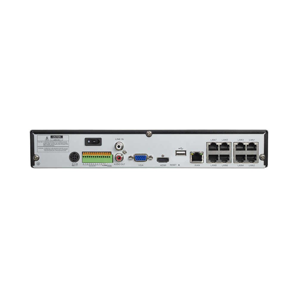 AVYCON - AVR-NSV08P8-2T - (NDAA) H.265+, 8CH 4K NVR with 8CH Built-in PoE, Plug&Play with NS/NP/NL Series IPCs, Full AI with NS/NP, 30FPS@4K per ch, 128Mbps, ONVIF, 4K HDMI, Smart AI, 2TB HDD Installed