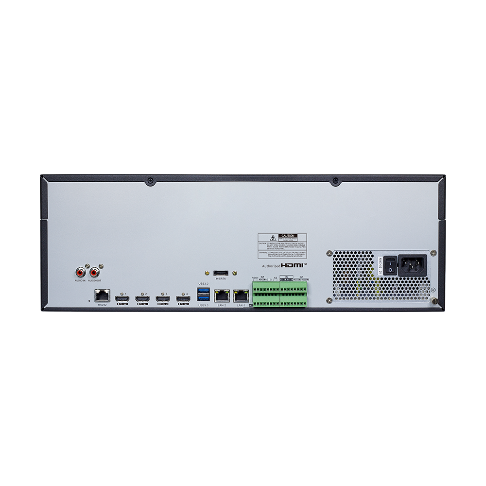 AVYCON - AVR-NSV256E2N - H.265+ 256CH 4K NVR, DUAL NIC, 4 HDMI, max. 1824Mbps, 8MP@30FPS, ONVIF, 8 Alarm In / 1 Alarm Out, 4 HDMI 4K Output, 16 Hot Swappable SATA, Barebone