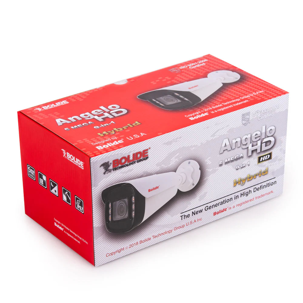 BOLIDE - BC1536/AHN/12-24S - 5.0MP / 4.0MP / 2.0MP 9-in-1  AHD / TVI / CVI / Analog Bullet Camera, 1/2.7 CMOS, 2.8 to 12mm Varifocal Lens, IR Up to 100 ft., Control Over Coax, OSD, Quickswitch, 12VDC/24VAC, White
