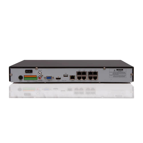 BOLIDE - BN-NVR/8NX-S/NDAA - 8-Channel 4K H.265 NVR with 8-Port Built-in POE, Supports Up to 4K Cameras, 100Mbps Throughput, 4K Output, HDMI, VGA, 2 Hard Drive Bays Up to 12TB each bay, 24TB max, NDAA Compliant, iPac AI Enabled