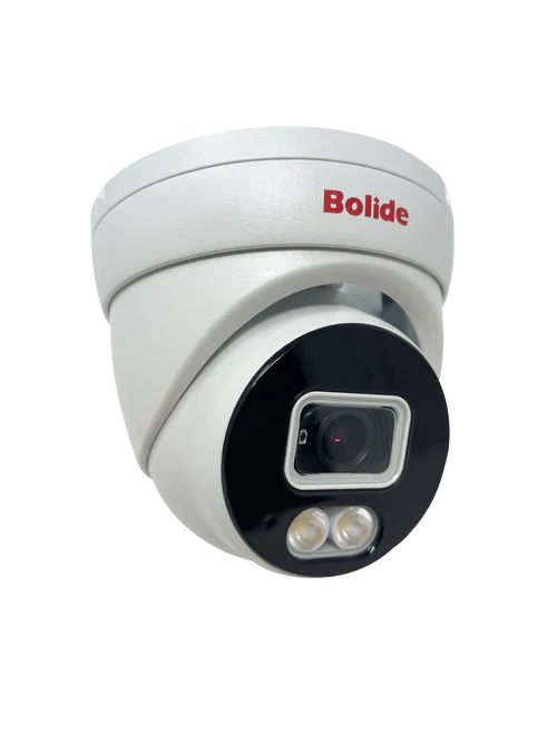 BOLIDE - BN8019FC - H.265 5MP 2.8mm Fixed Lens IP67 Full Color Camera, Color At Night Warmlight Up to 82 Feet, Built-in Microphone POE, 12VDC, iPac AI Enabled with Facial Recognition System, NDAA Compliant, White Housing