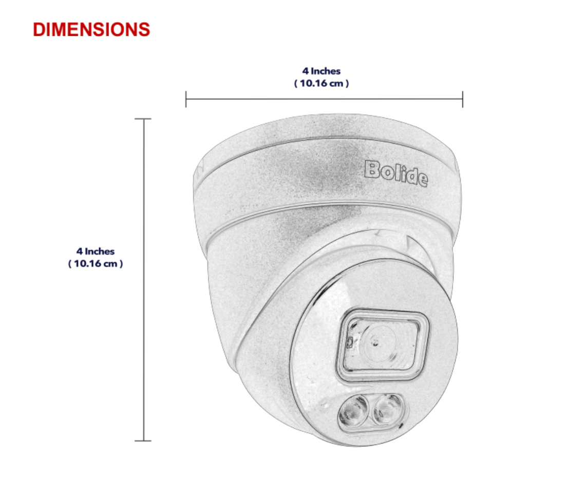 BOLIDE - BN8019FCB - H.265 5MP 2.8mm Fixed Lens IP67 Full Color Camera, Color At Night Warmlight Up to 82 Feet, Built-in Microphone POE, 12VDC, iPac AI Enabled with Facial Recognition System, NDAA Compliant, Black Housing