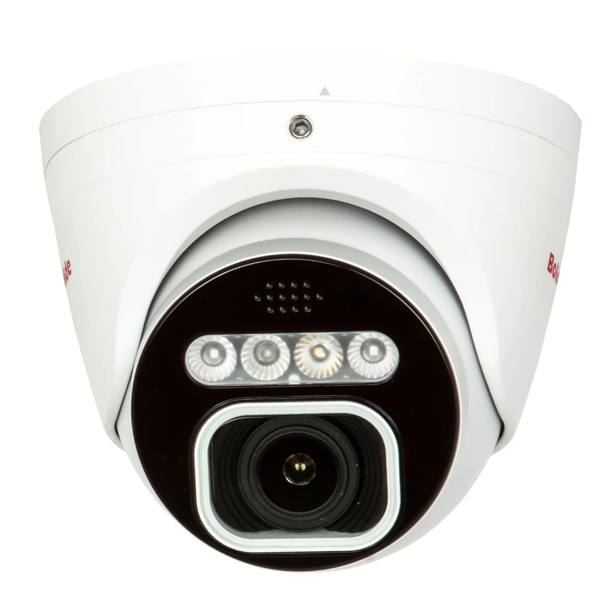 BOLIDE - BN9029AD/TAA - TAA Compliant H.265 8MP 2.8-12mm Motorized Varifocal Lens IP67 Full Color Active Deterrent Turret Camera, Color At Night Warmlight Up to 65 Feet, Two-Way Audio ( Built-in Speaker and Mic ), MicroSD Slot Up to 256GB, Active Det