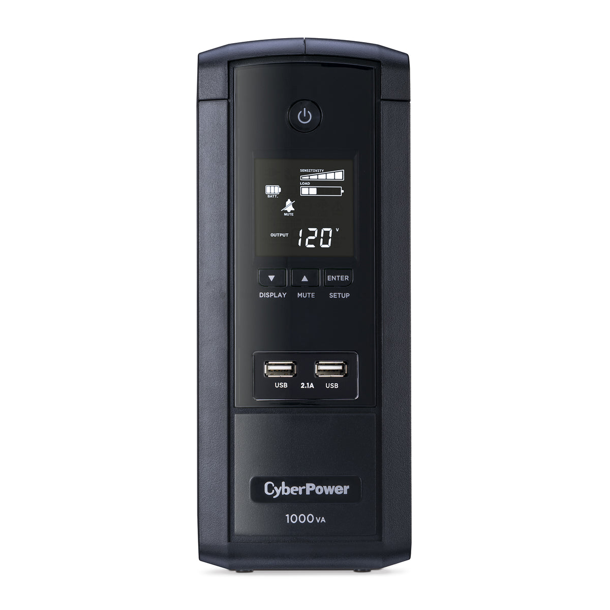 CYBERPOWER - BRG1000AVRLCD - 1000VA/600W Line Interactive UPS, Mini-tower, 10 Outlets, AVR, LCD, USB Charge Ports, Serial/USB, 5 Yr Warranty