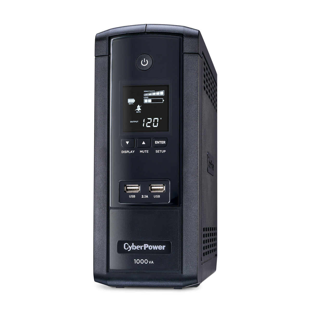 CYBERPOWER - BRG1000AVRLCD - 1000VA/600W Line Interactive UPS, Mini-tower, 10 Outlets, AVR, LCD, USB Charge Ports, Serial/USB, 5 Yr Warranty