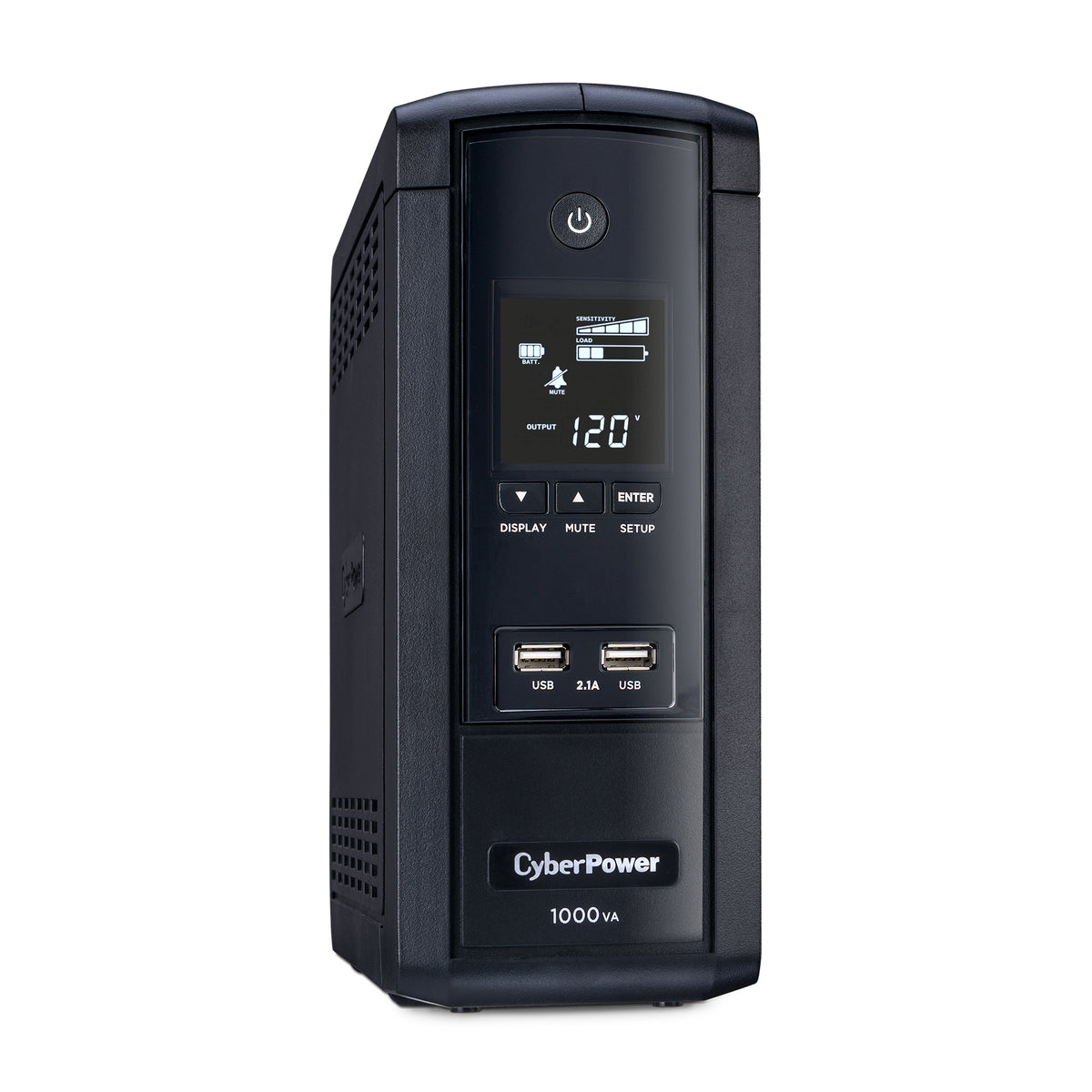 CYBERPOWER - BRG1000AVRLCD - 1000VA/600W Line Interactive UPS, Mini-tower, 10 Outlets, AVR, LCD, USB Charge Ports, Serial/USB, 5 Yr Warranty