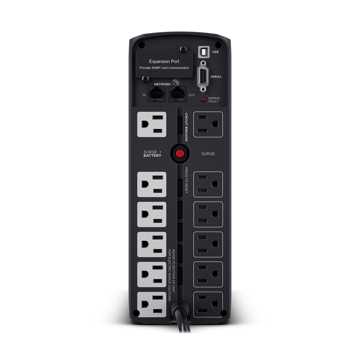 CYBERPOWER - CP1500PFCLCD - 1500VA/1000W, PFC Sine Wave Mini-tower UPS, 12 NEMA 5-15R, NEMA 5-15P, USB, Relay, SNMP, 3 Yr Wty