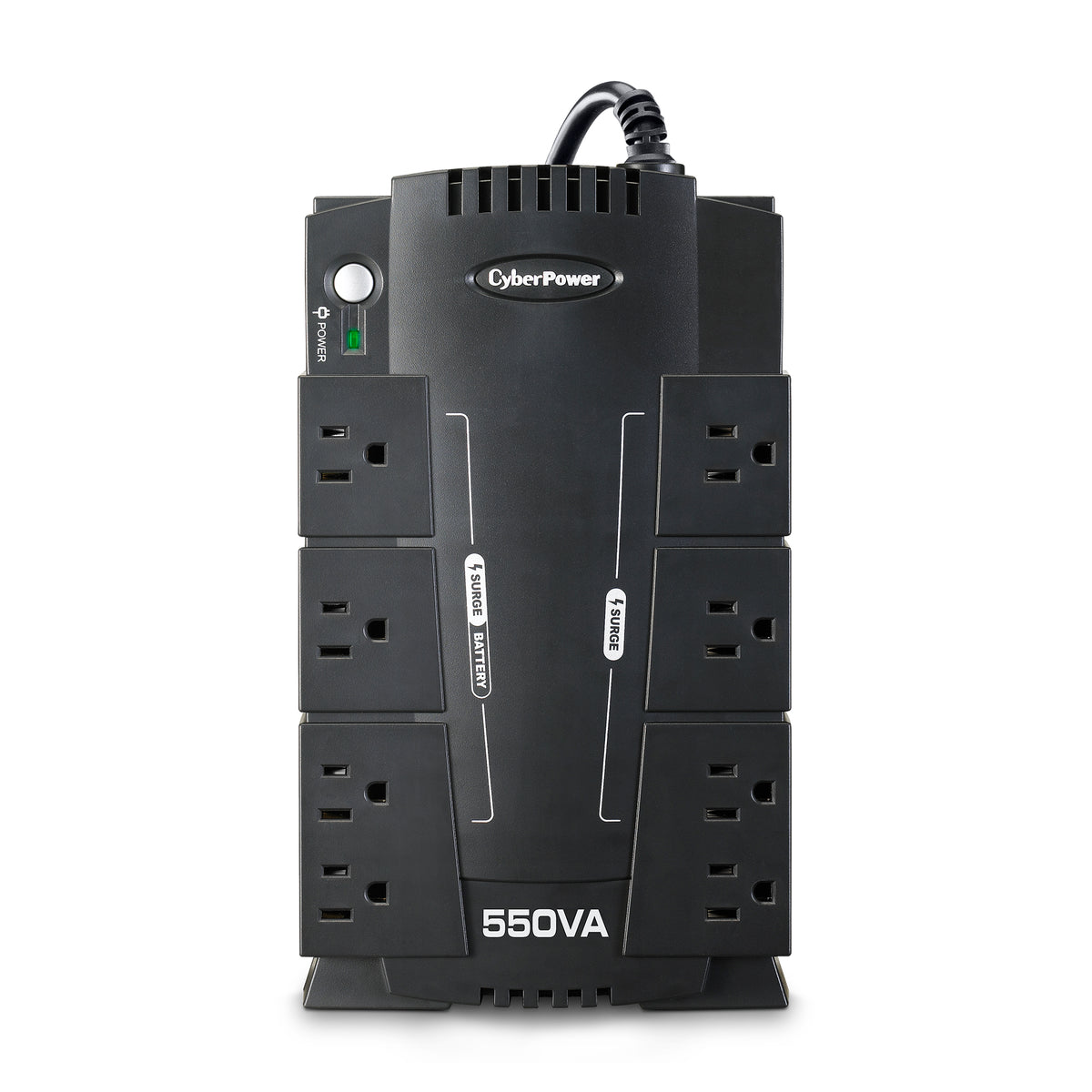 CYBERPOWER - CP550SLG - 550VA/330W, Simulated Sine Wave, NEMA 5-15P, 5 ft cord, 8 NEMA 5-15R, USB, PowerPanel Personal Edition software, 3 year warranty