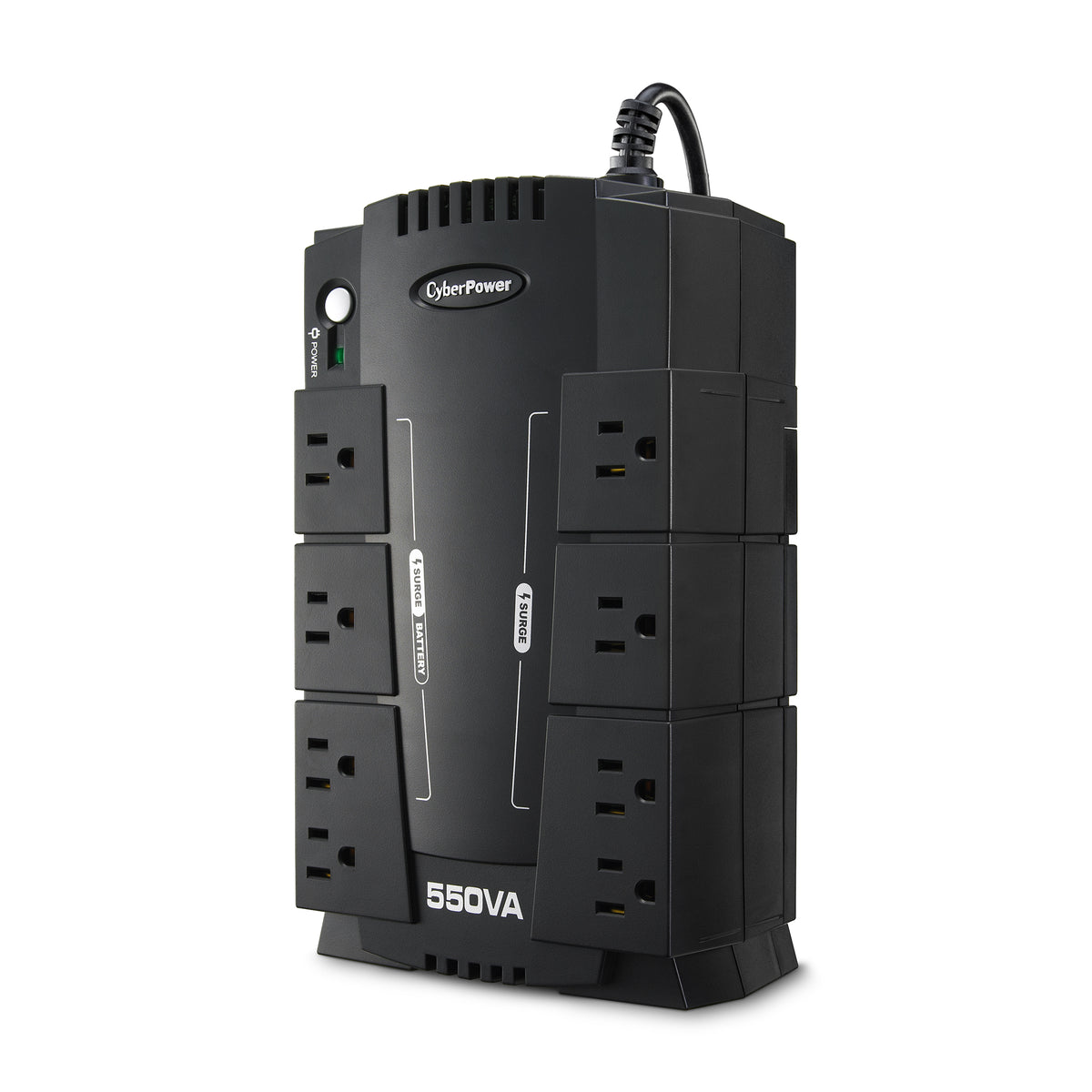 CYBERPOWER - CP550SLG - 550VA/330W, Simulated Sine Wave, NEMA 5-15P, 5 ft cord, 8 NEMA 5-15R, USB, PowerPanel Personal Edition software, 3 year warranty