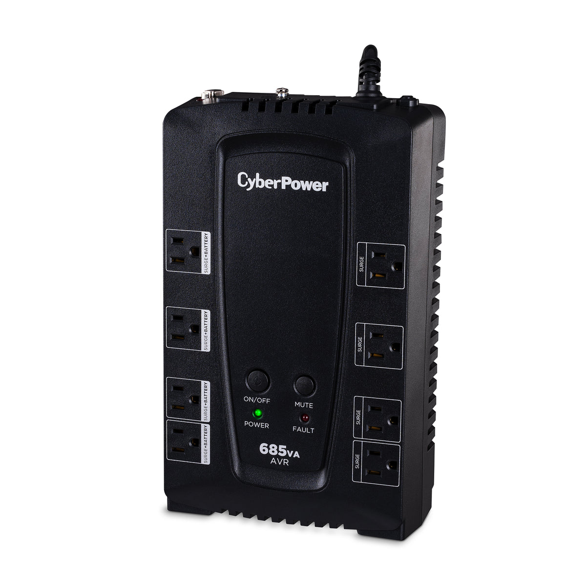 CYBERPOWER - CP685AVRG - 685VA/390W Compact UPS, AVR, NEMA 5-15P, 6 Ft Cord, 8 NEMA 5-15R, USB, Serial, PowerPanel Personal, 3 Year Warranty