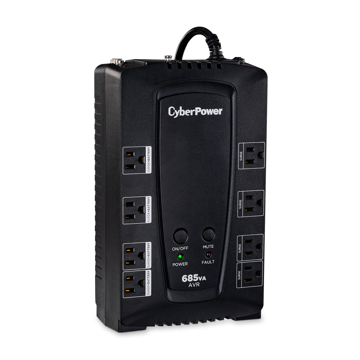 CYBERPOWER - CP685AVRG - 685VA/390W Compact UPS, AVR, NEMA 5-15P, 6 Ft Cord, 8 NEMA 5-15R, USB, Serial, PowerPanel Personal, 3 Year Warranty